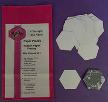 Load image into Gallery viewer, 150 x 3/4" Hexagon's English Paper Piecing Laser Cut for Quilting / Sewing 200gsm Card Stock