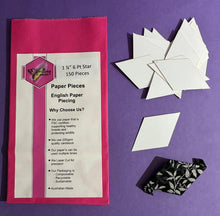 Load image into Gallery viewer, 150 x 1 1/4"  6 Pointed Star English Paper Piecing Laser Cut for Quilting / Sewing 200gsm Card Stock
