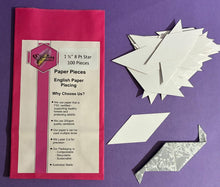Load image into Gallery viewer, 100 x 1 1/2"  8 Pointed Star English Paper Piecing Laser Cut for Quilting / Sewing 200gsm Card Stock
