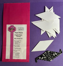 Load image into Gallery viewer, 100 x 2"  8 Pointed Star English Paper Piecing Laser Cut for Quilting / Sewing 200gsm Card Stock
