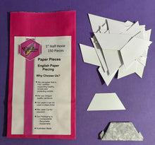 Load image into Gallery viewer, 150 x 1" Half Hexagon's English Paper Piecing Laser Cut for Quilting / Sewing 200gsm Card Stock
