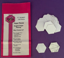Load image into Gallery viewer, 150 x 5/8" Hexagon's English Paper Piecing Laser Cut for Quilting / Sewing 200gsm Card Stock

