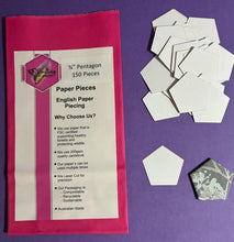 Load image into Gallery viewer, 150 x 3/4"  Pentagon English Paper Piecing Laser Cut for Quilting / Sewing 200gsm Card Stock
