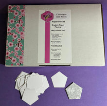 Load image into Gallery viewer, 1,200 x 1"  Pentagon English Paper Piecing Laser Cut for Quilting / Sewing 200gsm Card Stock
